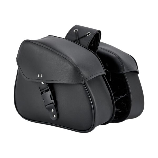 Dream Apparel Motorcycle Black Saddlebag PVC Classic Vintage Style, Weather-Resi