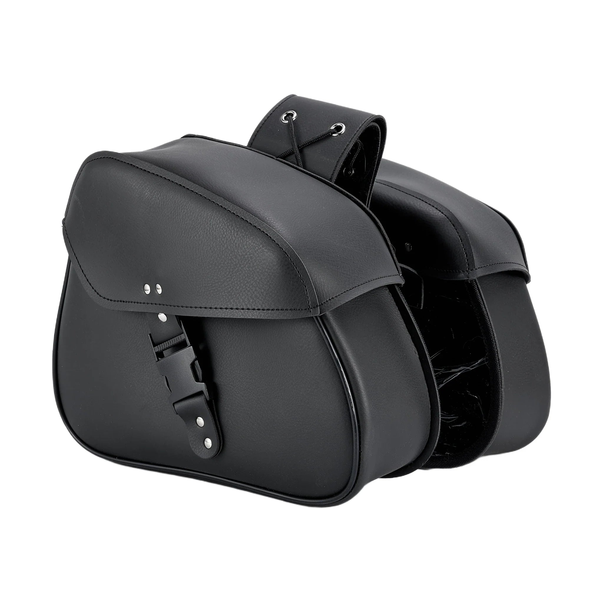 Dream Apparel Motorcycle Black Saddlebag PVC Classic Vintage Style, Weather-Resi