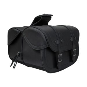 Dream Apparel Motorcycle Saddlebag Black PVC Classic Vintage Style, Weather-Res