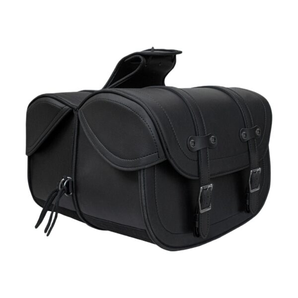 Dream Apparel Motorcycle Saddlebag Black PVC Classic Vintage Style, Weather-Res