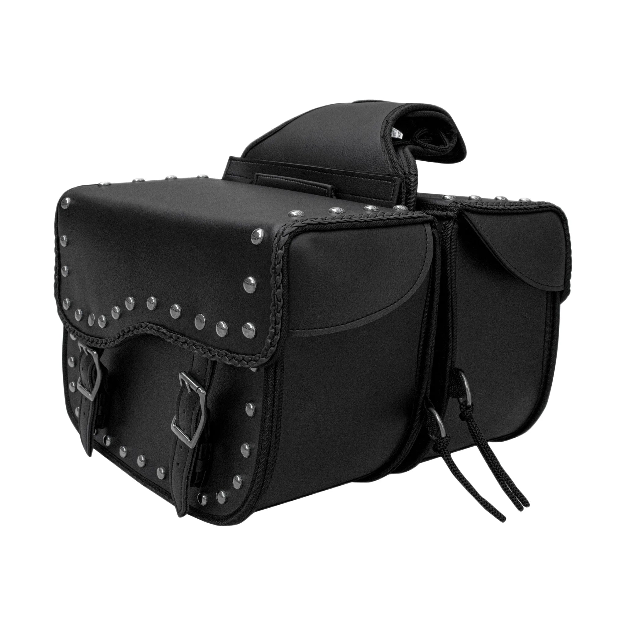 Dream Apparel Motorcycle Saddlebag PVC Classic Black Vintage Style Weather-Resis