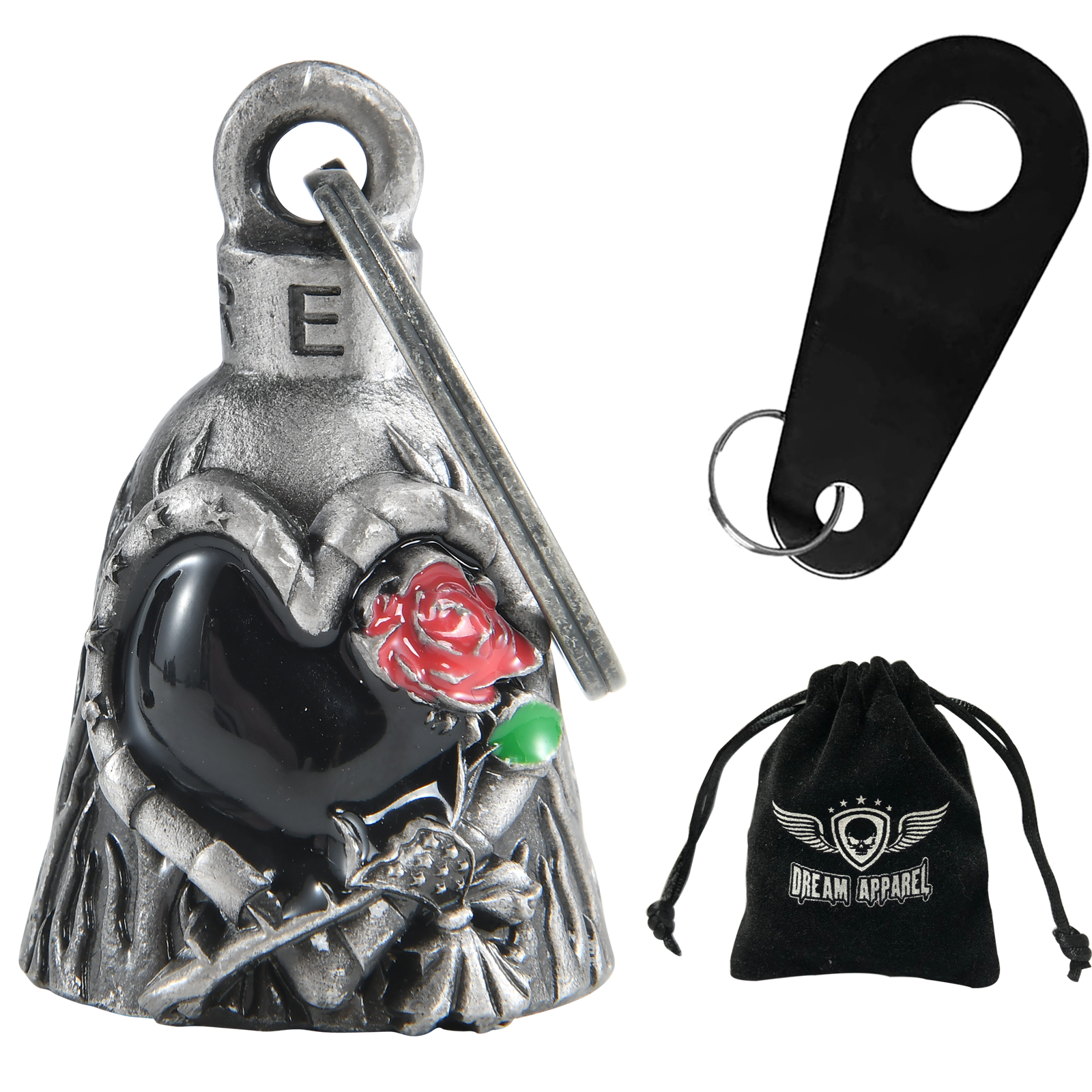 Motorcycle Bell Dream Apparel Red Rose Heart Magnesium Alloy Good Luck