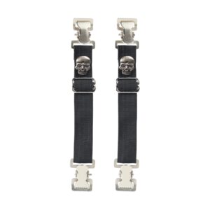 Skull Design Heavy-Duty Alligator Teeth Boot Clips Adjustable Elastic Straps
