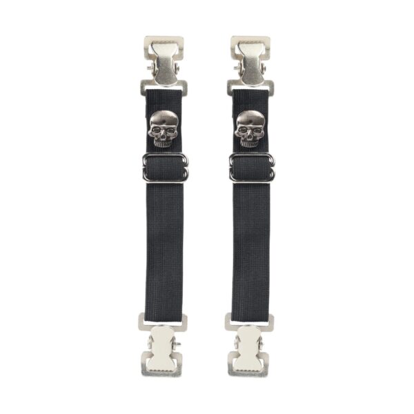 Skull Design Heavy-Duty Alligator Teeth Boot Clips Adjustable Elastic Straps