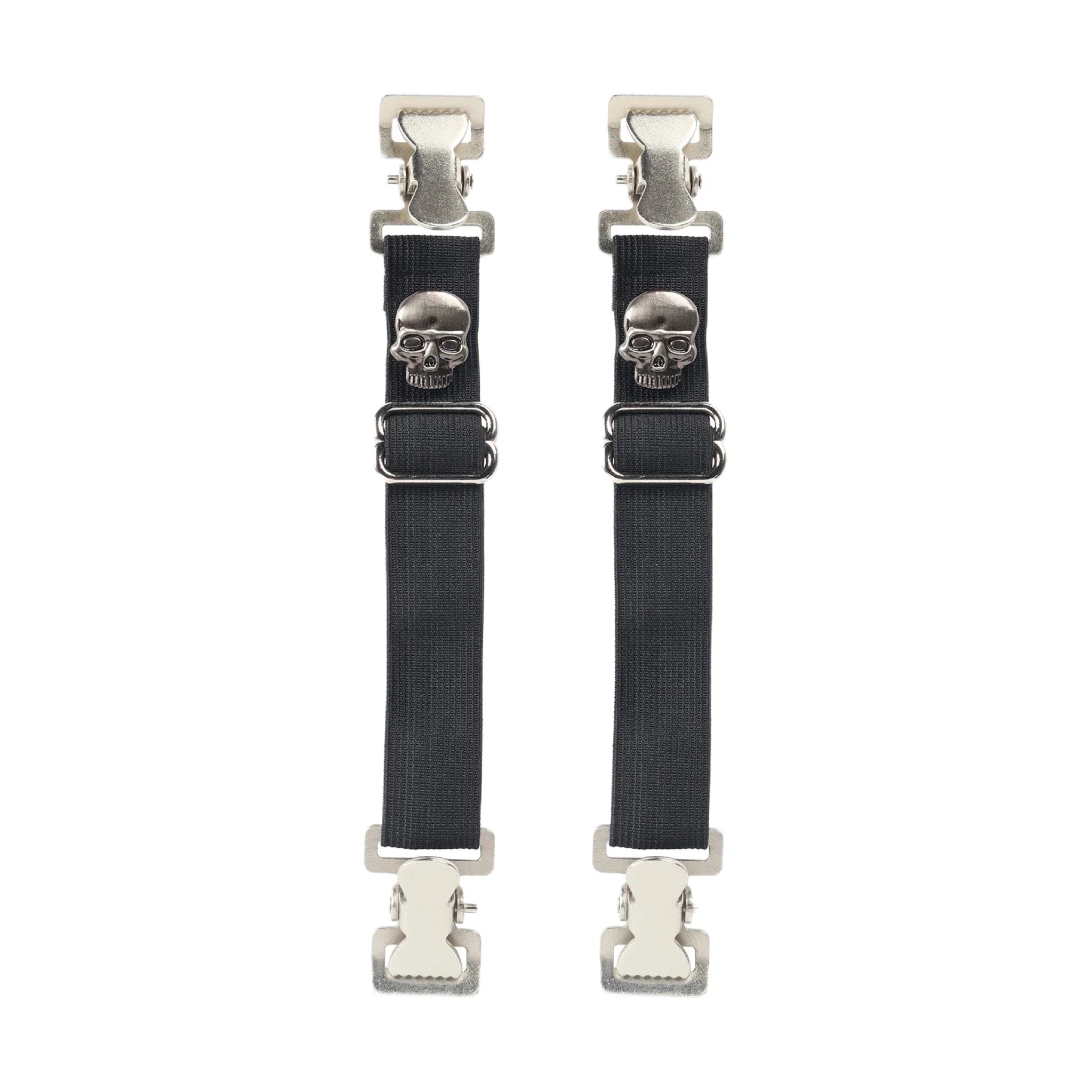 Skull Design Heavy-Duty Alligator Teeth Boot Clips Adjustable Elastic Straps
