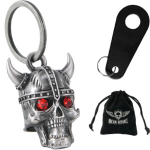 Motorcycle Bell Dream Apparel Viking Helmet Skull Red Stone Eyes