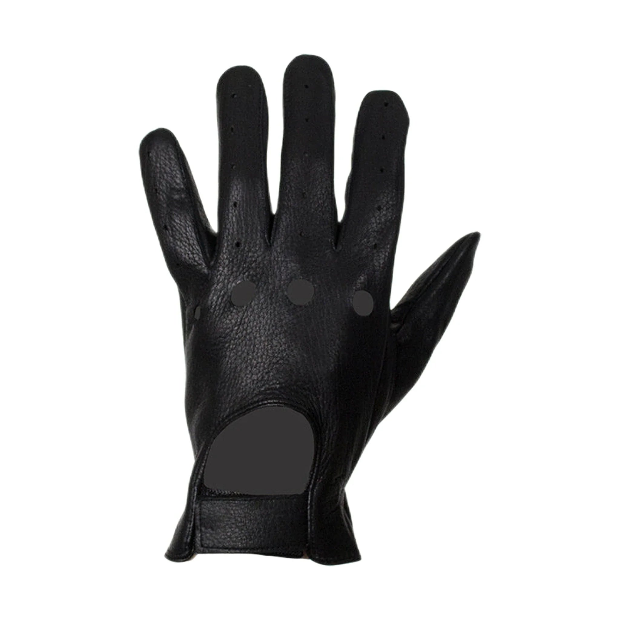 Vented Black Deer Skin Leather Riding Gloves - Image 2