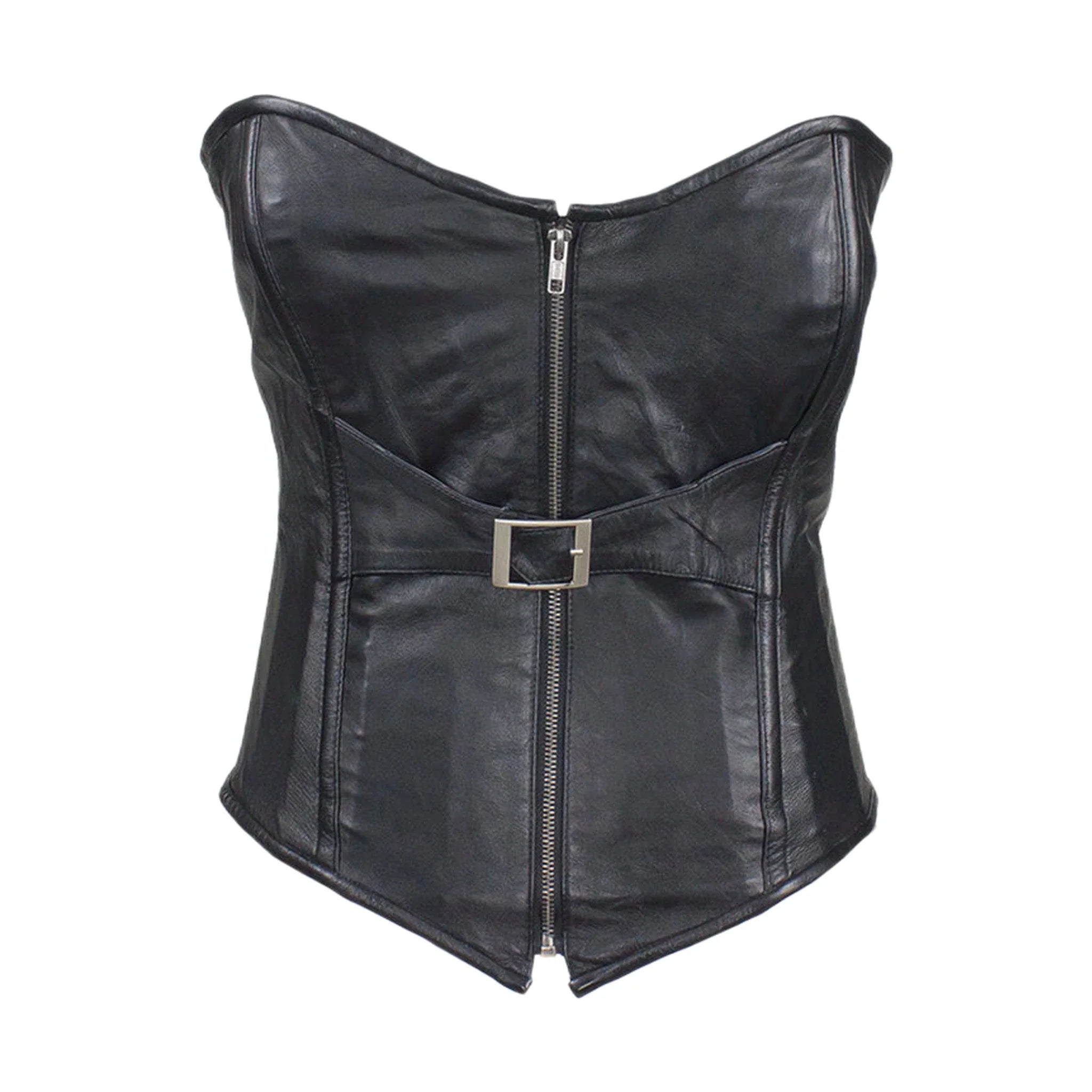 Women's Black Lambskin Leather Corset - Image 2