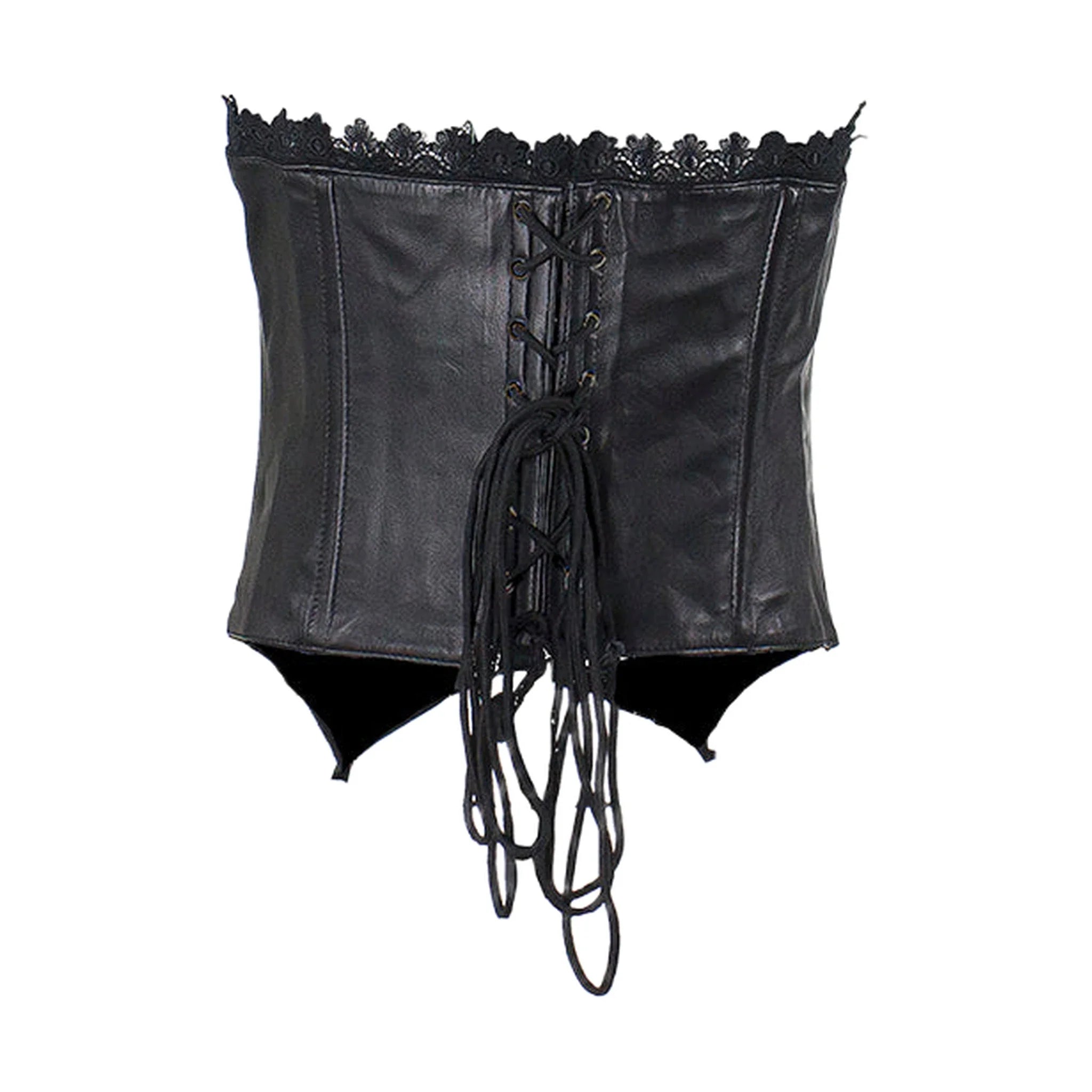 Women's Black Leather and Lace Corset - Image 2