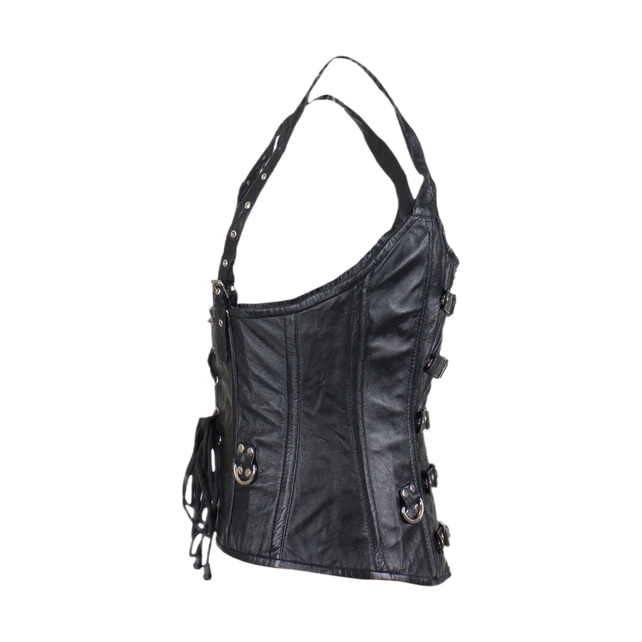 Women's Lambskin Leather Corset with Buckles - Image 2