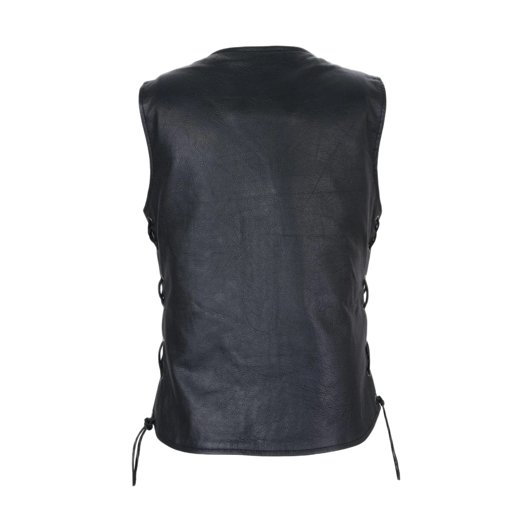 Womens Leather Vest With Gun Pockets & Side Laces - Image 2