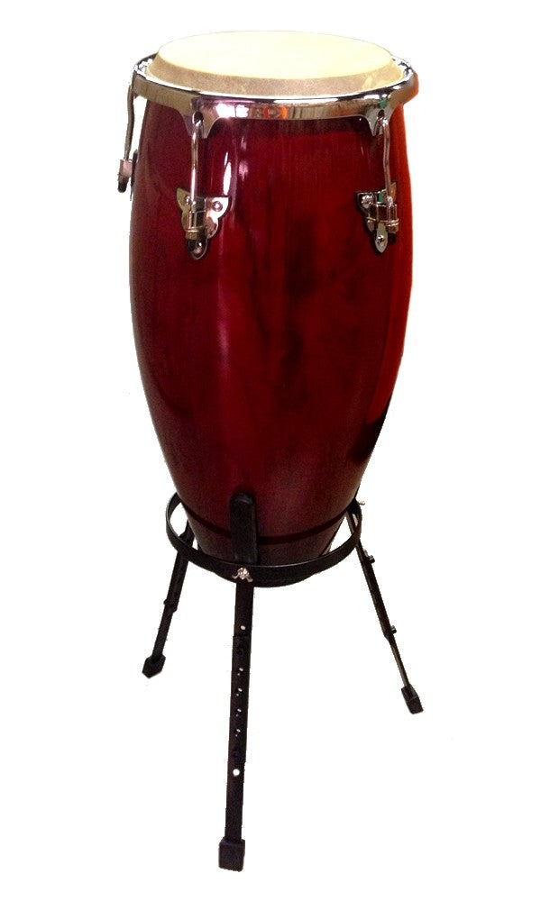 12" inch Conga Hand Drum and Stand Musical Percussion Red Wine Gloss Finish - Image 2