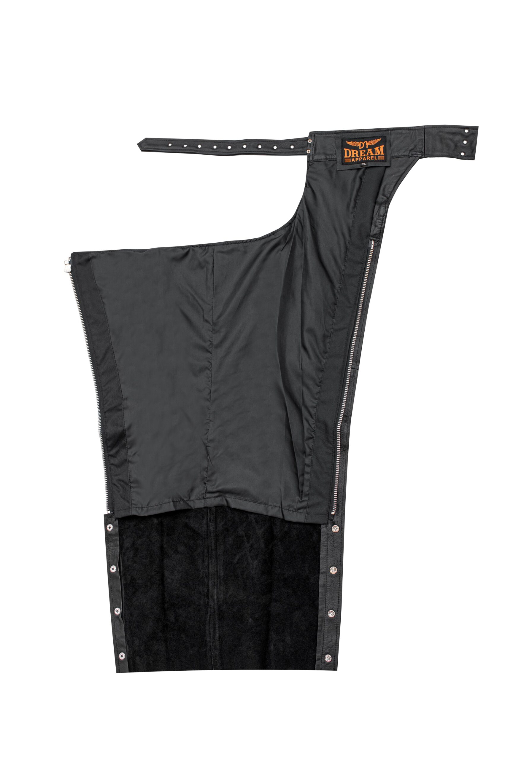 Motorcycle Cowhide Leather Chaps Dream Apparel Black Durable Riding Gear - Image 2