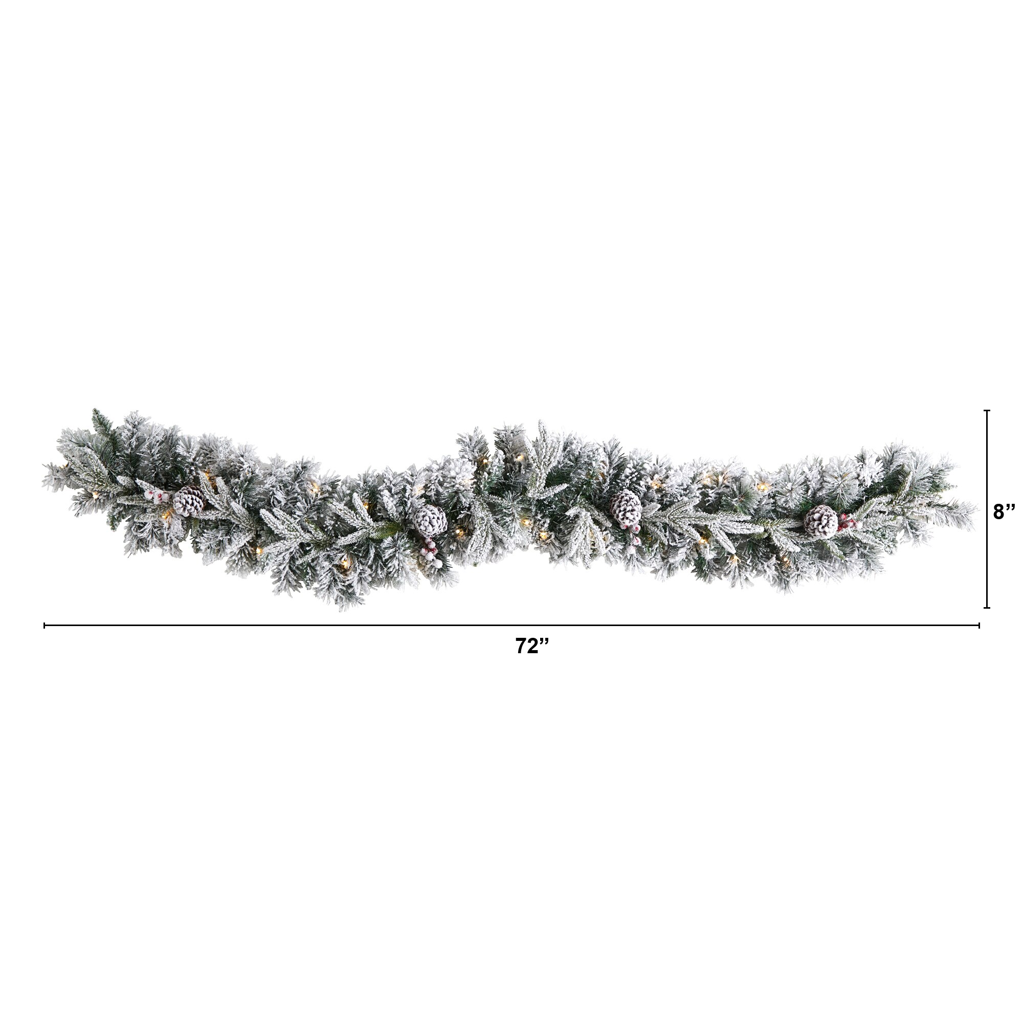 6 Foot Flocked Christmas Garland with 35 Warm White LED Lights and Pine Cones - Image 2