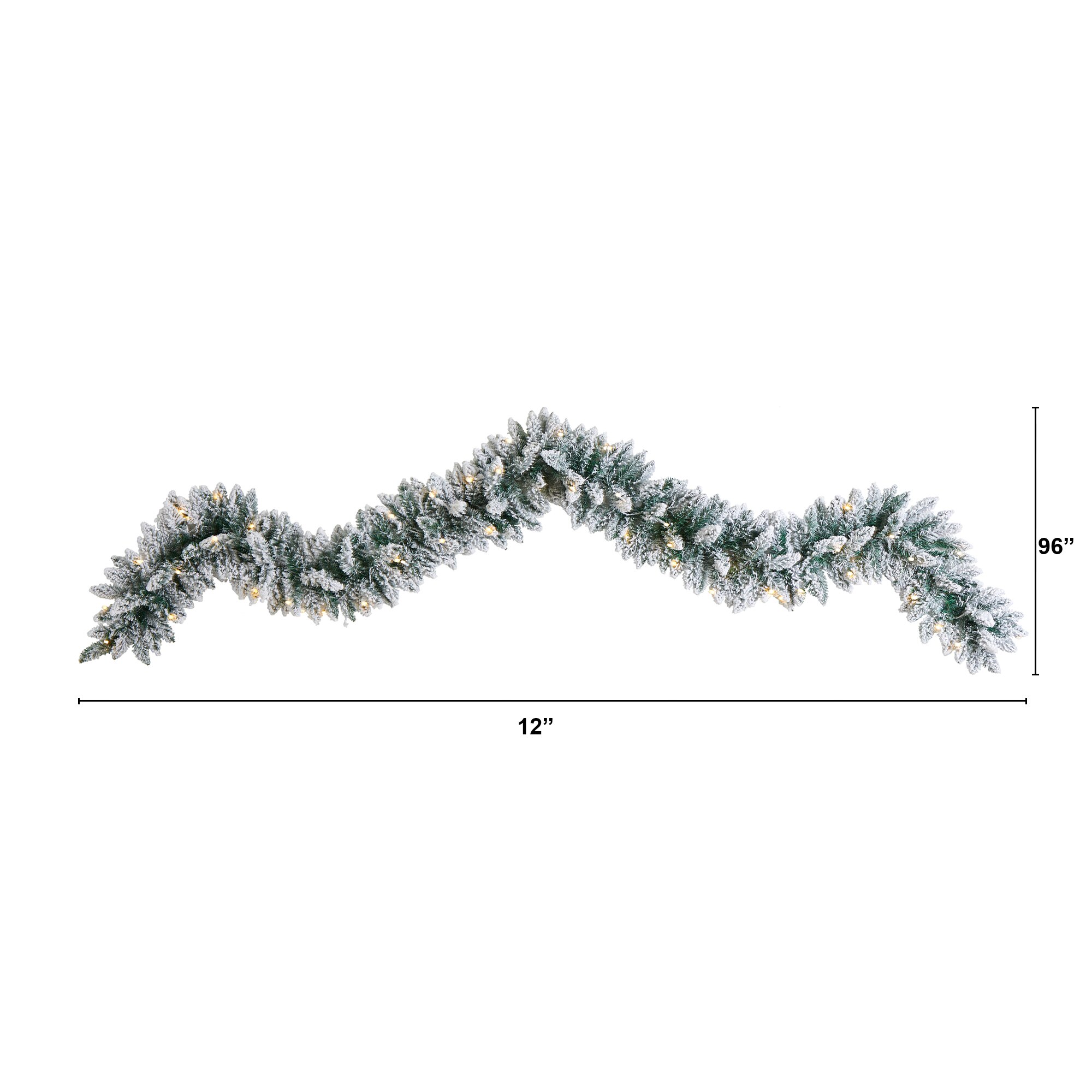 9 Foot Flocked Christmas Garland with 50 Warm White LED Lights Holiday Decor - Image 2