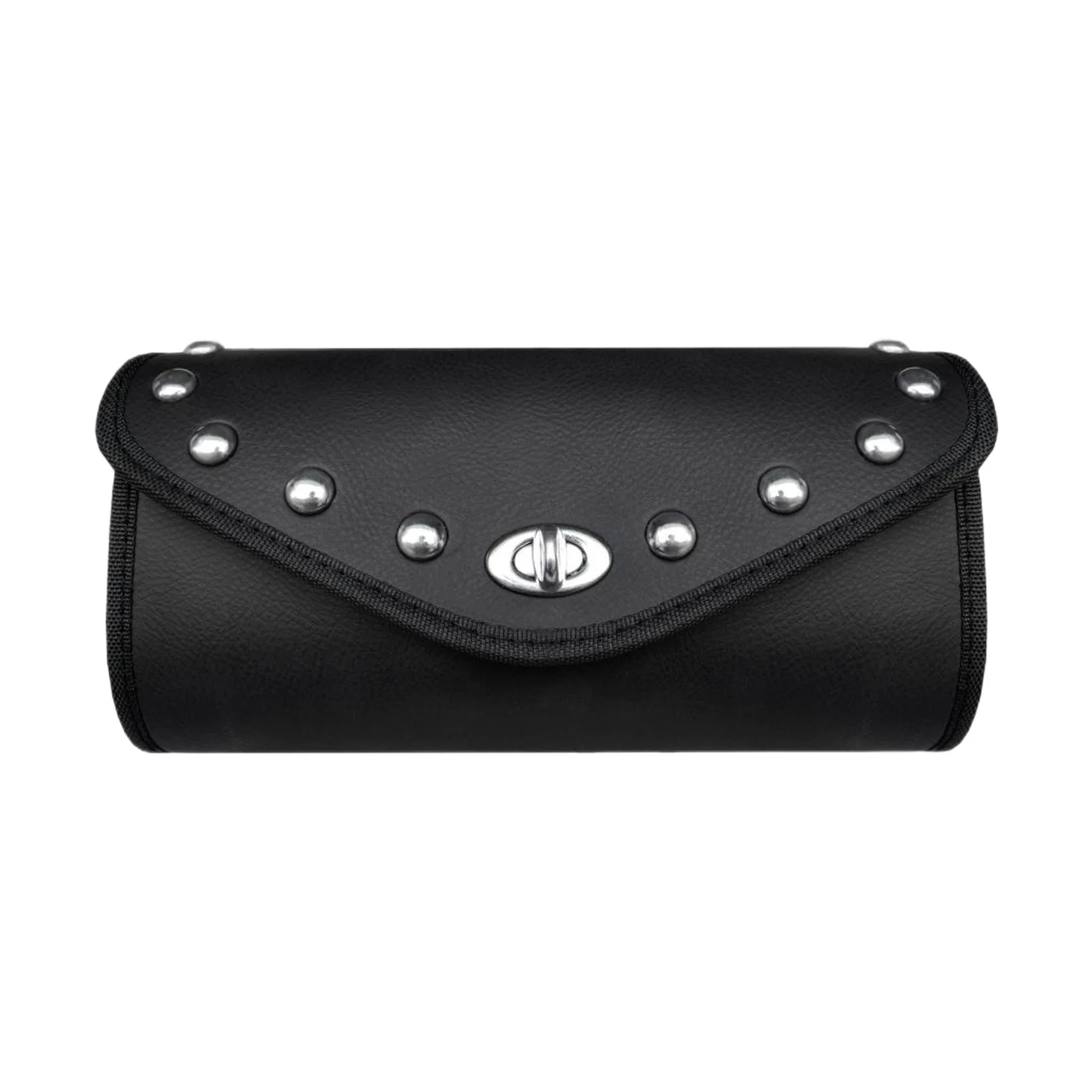 Authentic Black Leather Motorcycle Windshield Bag With Stud - Image 2