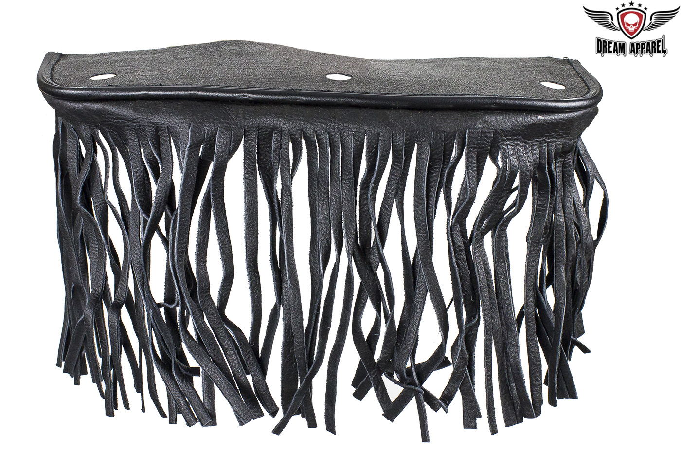 Black Leather Motorcycle Floor Boards with 7 Inch Fringe 8x4 Inch - Image 2