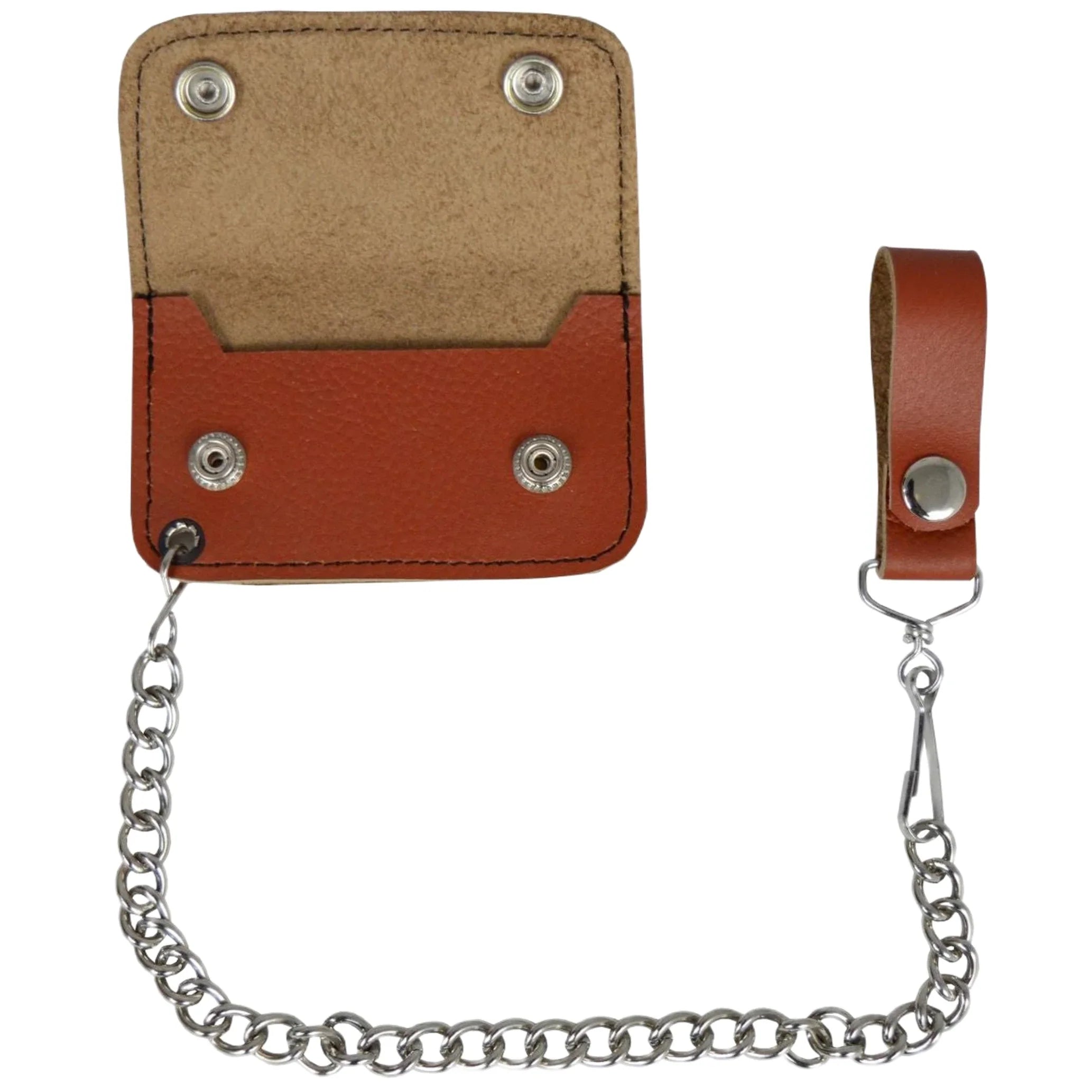 Brown Leather Motorcycle Chain Coins Wallet - Image 2