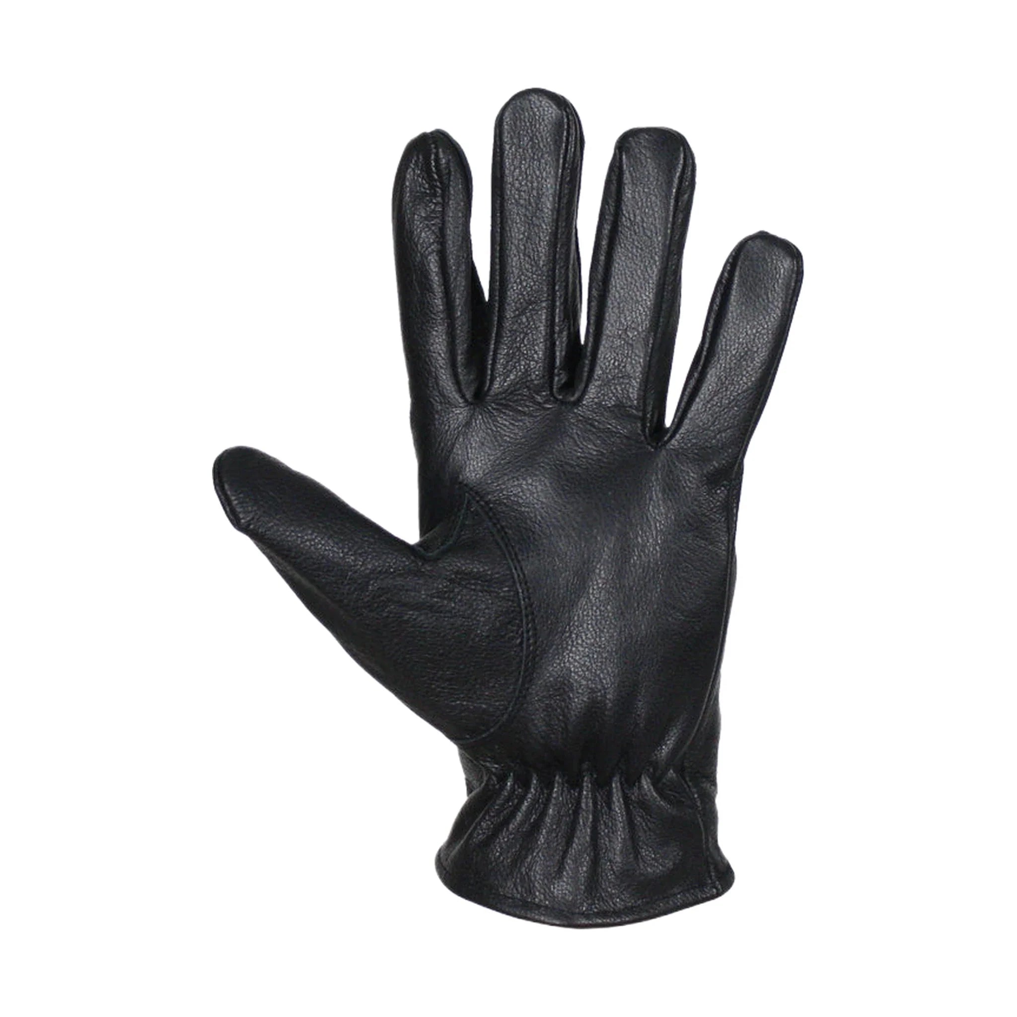 Deer Skin Leather Gloves W/ Zipper - Black - Image 2