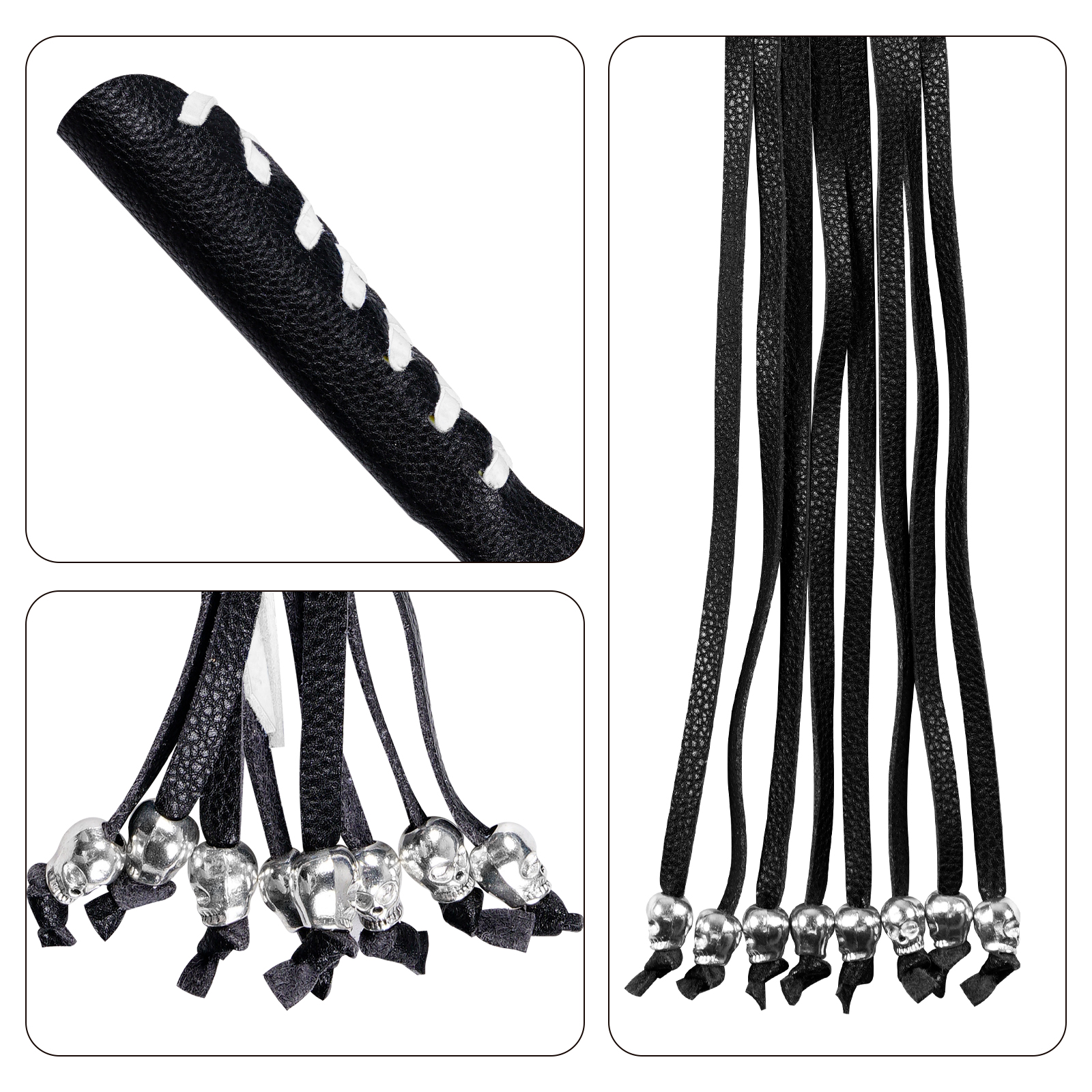 Motorcycle Brake Clutch Lever Covers Dream Apparel Skull Fringe Black White - Image 2
