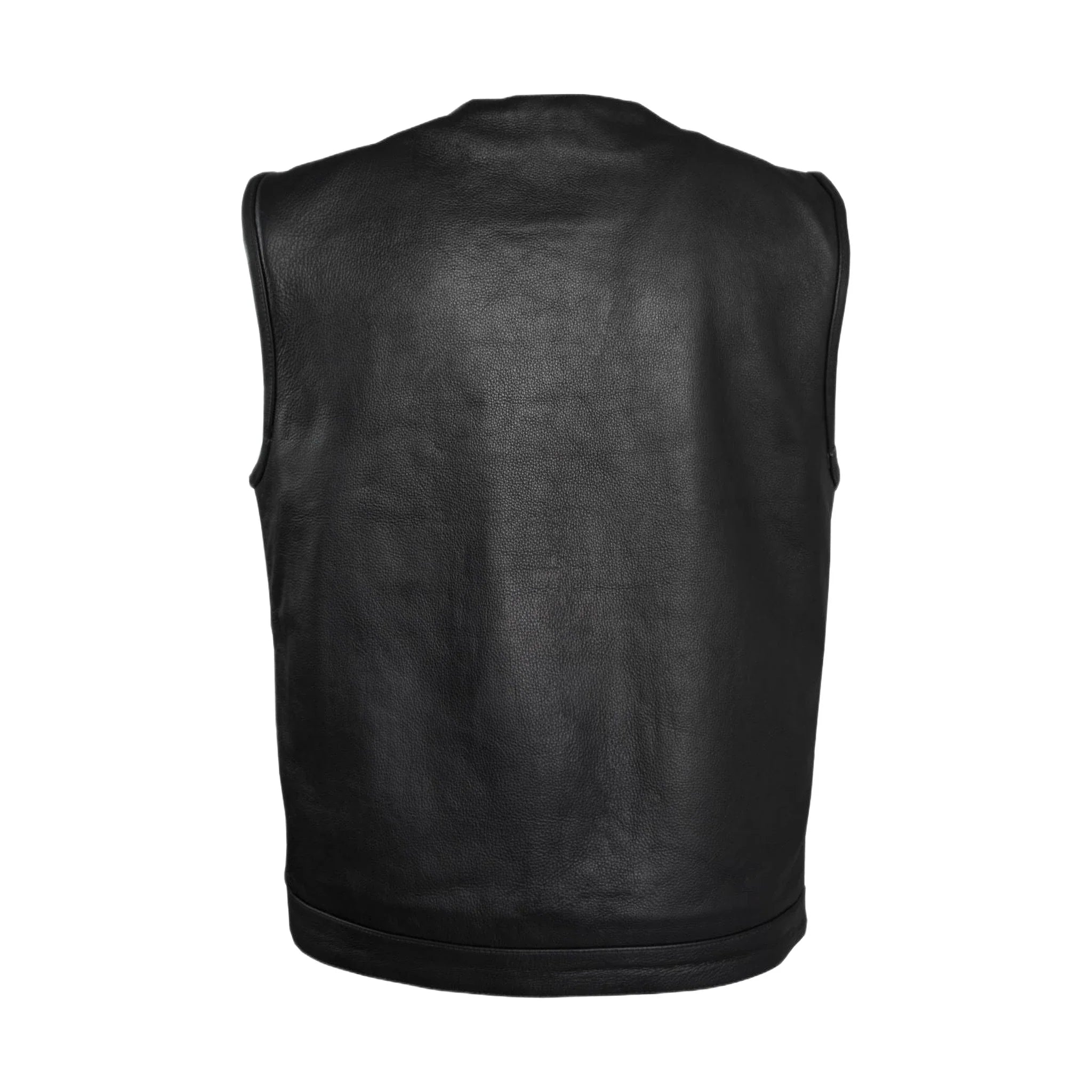 Mens Motorcycle Club Vest Conceal Gun Pockets Heavy Duty Premium Leather - Image 2