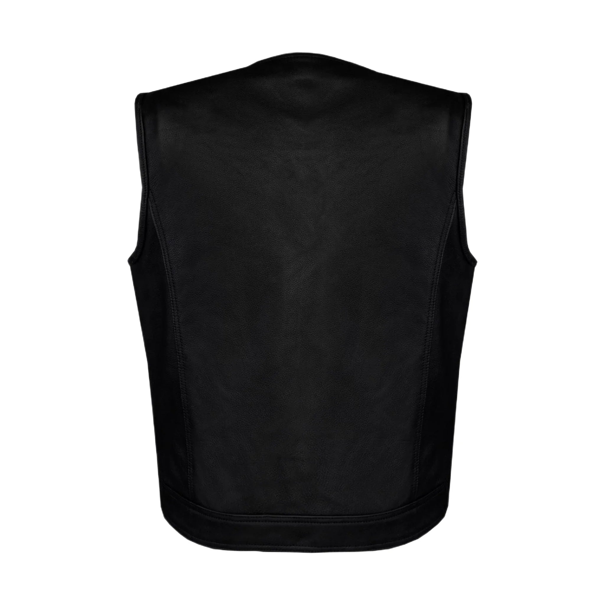 Dream Apparel Mens Motorcycle Collarless CLUB VEST Black Liner Zipper Front - Image 2