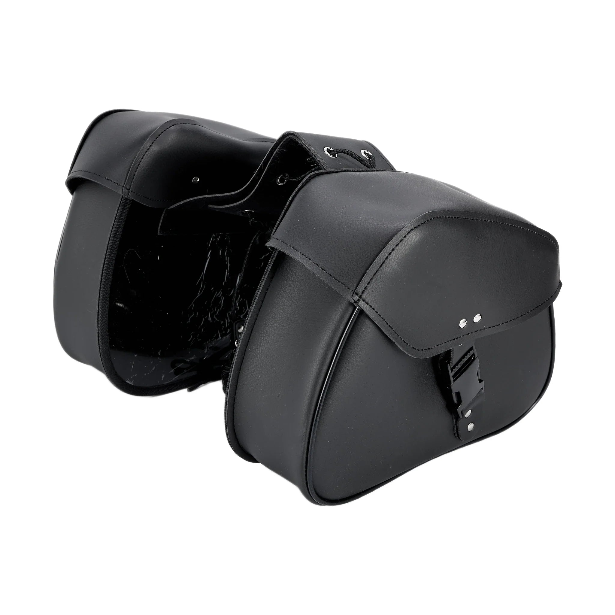 Dream Apparel Motorcycle Black Saddlebag PVC Classic Vintage Style, Weather-Resi - Image 2