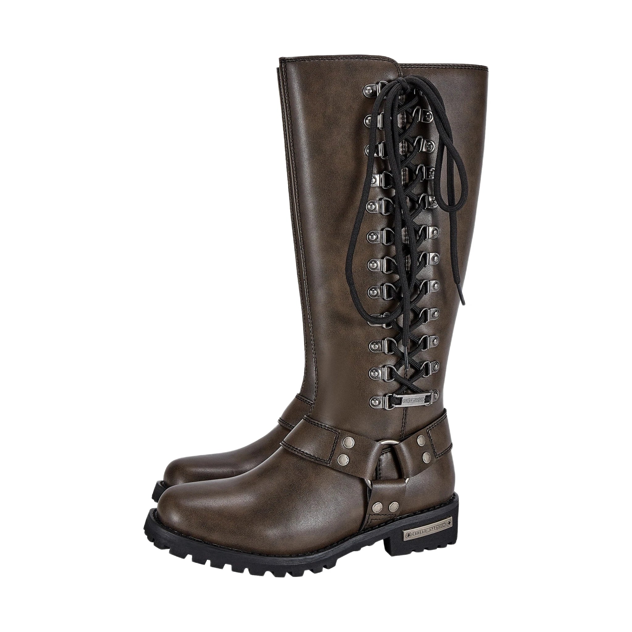 Dream Apparel® Women Long Biker Boots Brown - Image 2