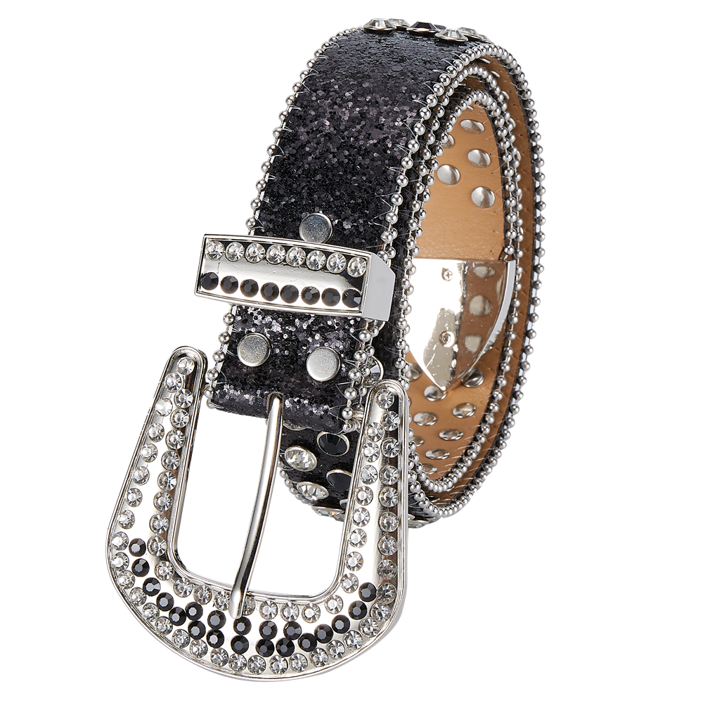 Western Rhinestone Belt Dream Apparel Faux Leather Bling Crystal 34-38" Large - Image 2