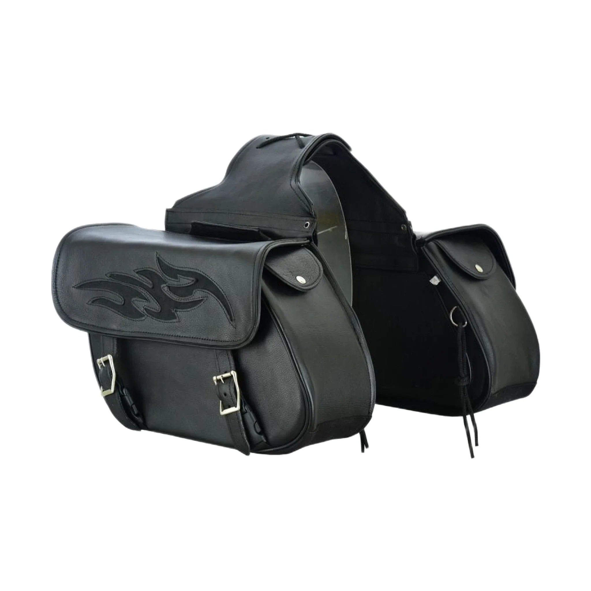 Genuine Naked Leather Concealed Carry Saddlebag with Flame - Image 2