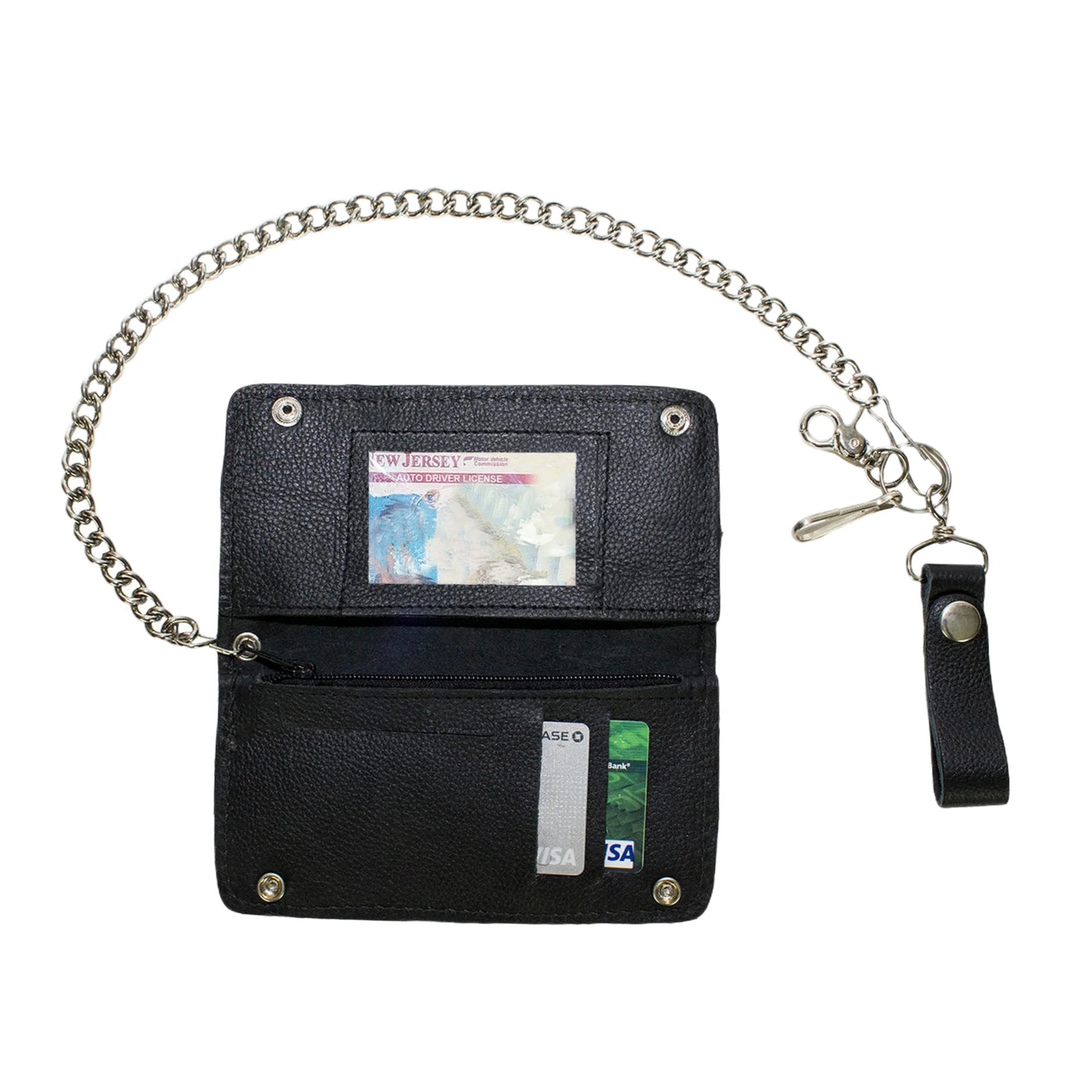 Heavy Duty Black Leather Chain Wallet - Image 2