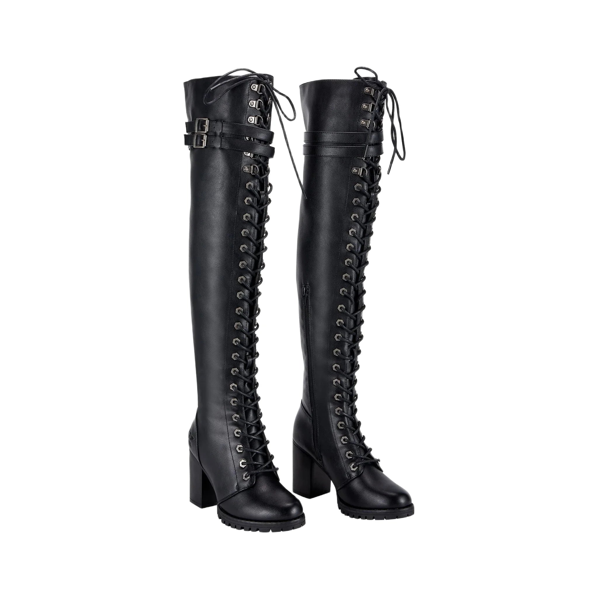 Ladies Knee High Laced Boots By Dream Apparel - Image 2