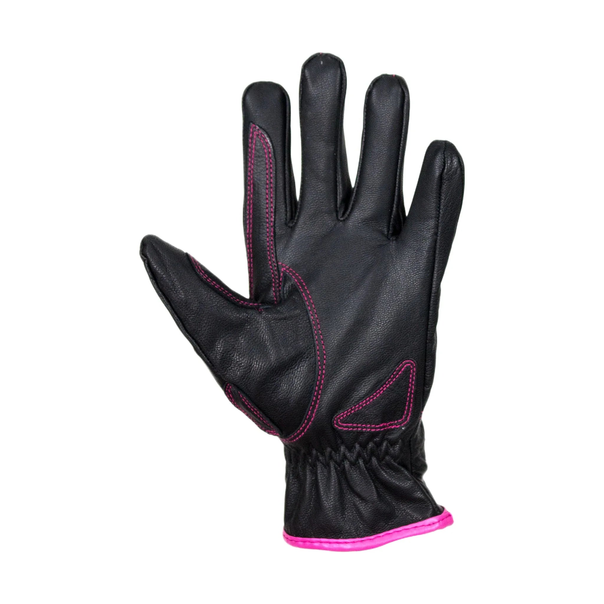 Pink-Rose Graphic Embroidered Leather Gloves - Image 2