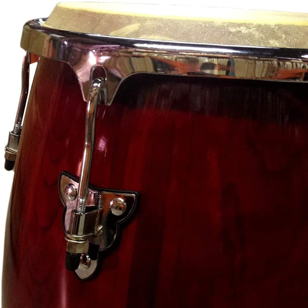 11" inch Conga Drum Red Wine Gloss Finish and Stand and Rawhide Tumbadora Head - Image 3