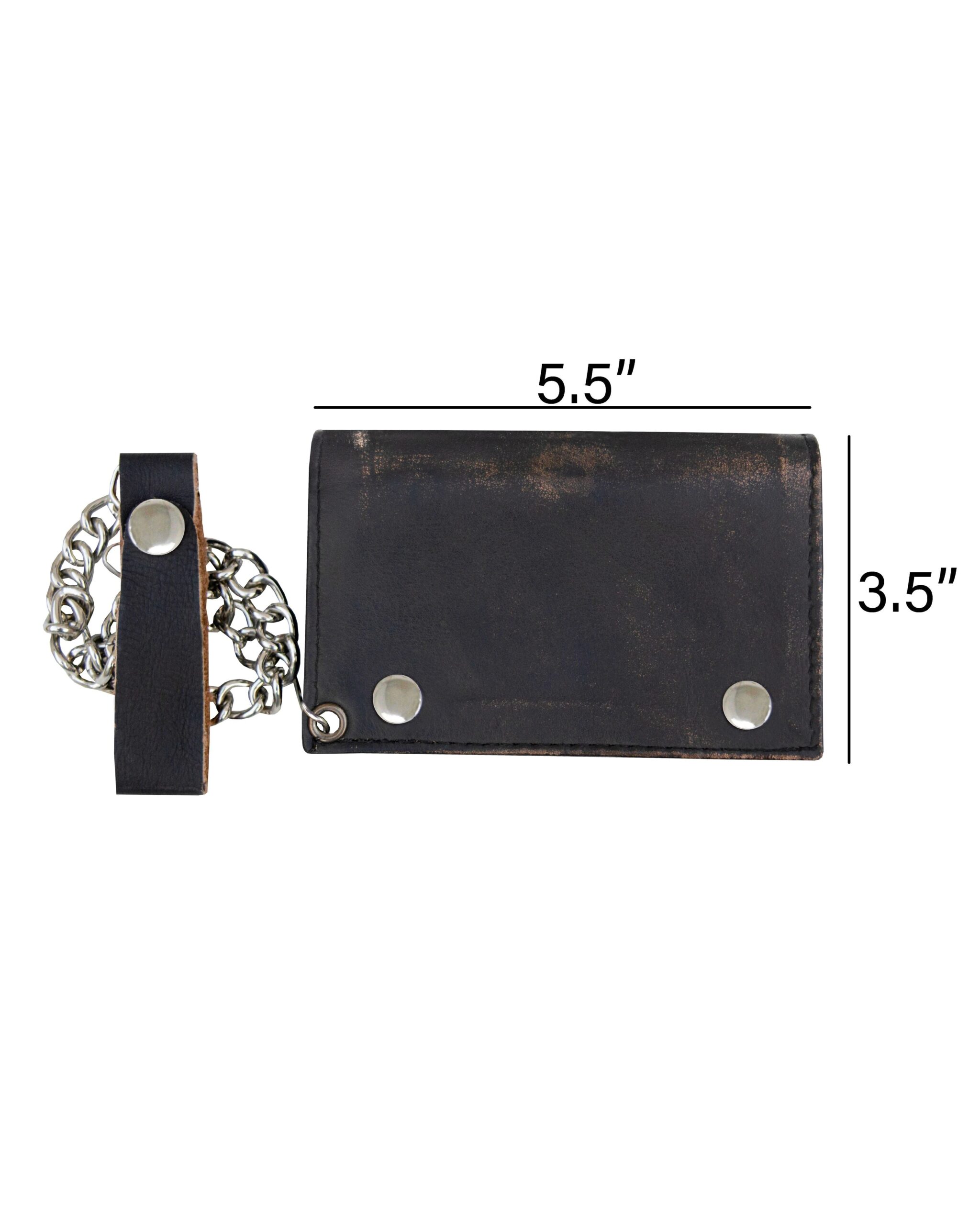 Dream Apparel Distress Brown Leather Heavy Duty Biker Trifold Chain Wallet with - Image 3