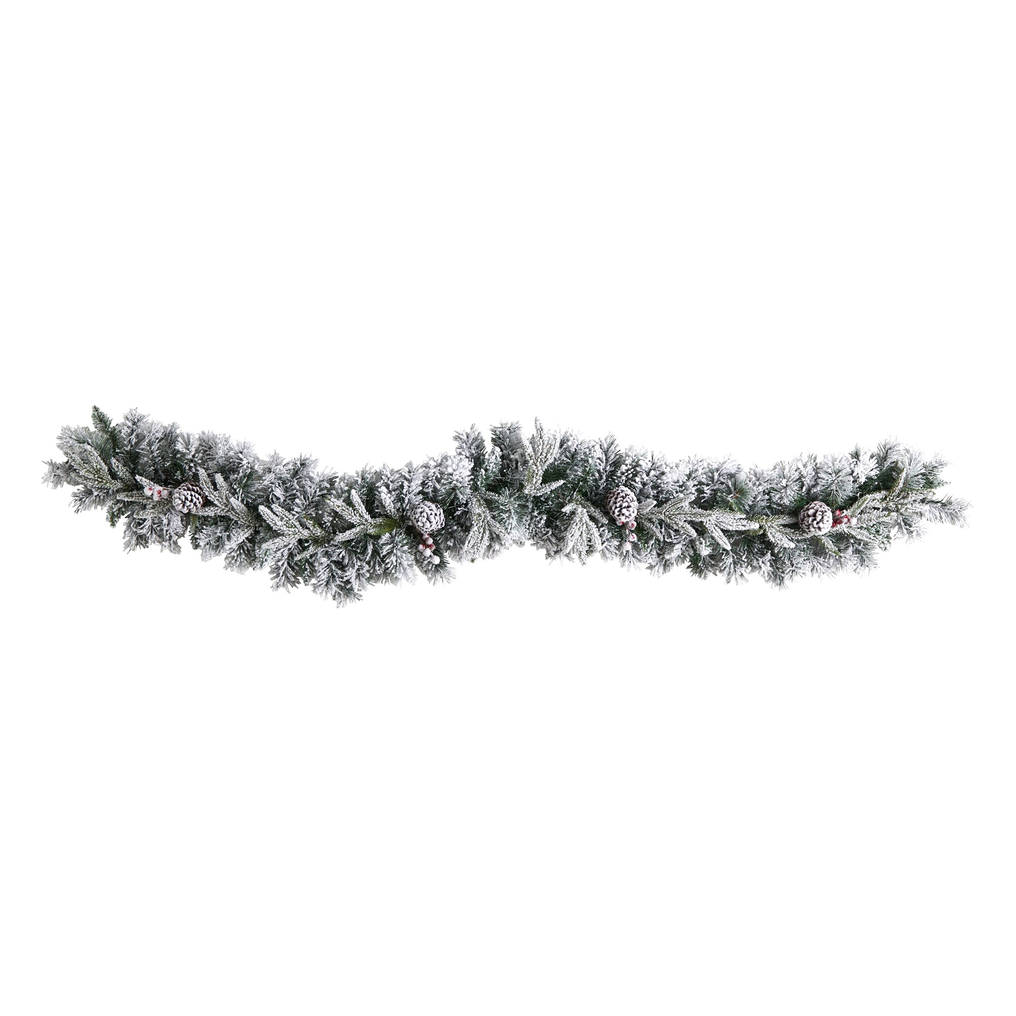 6 Foot Flocked Christmas Garland with 35 Warm White LED Lights and Pine Cones - Image 3
