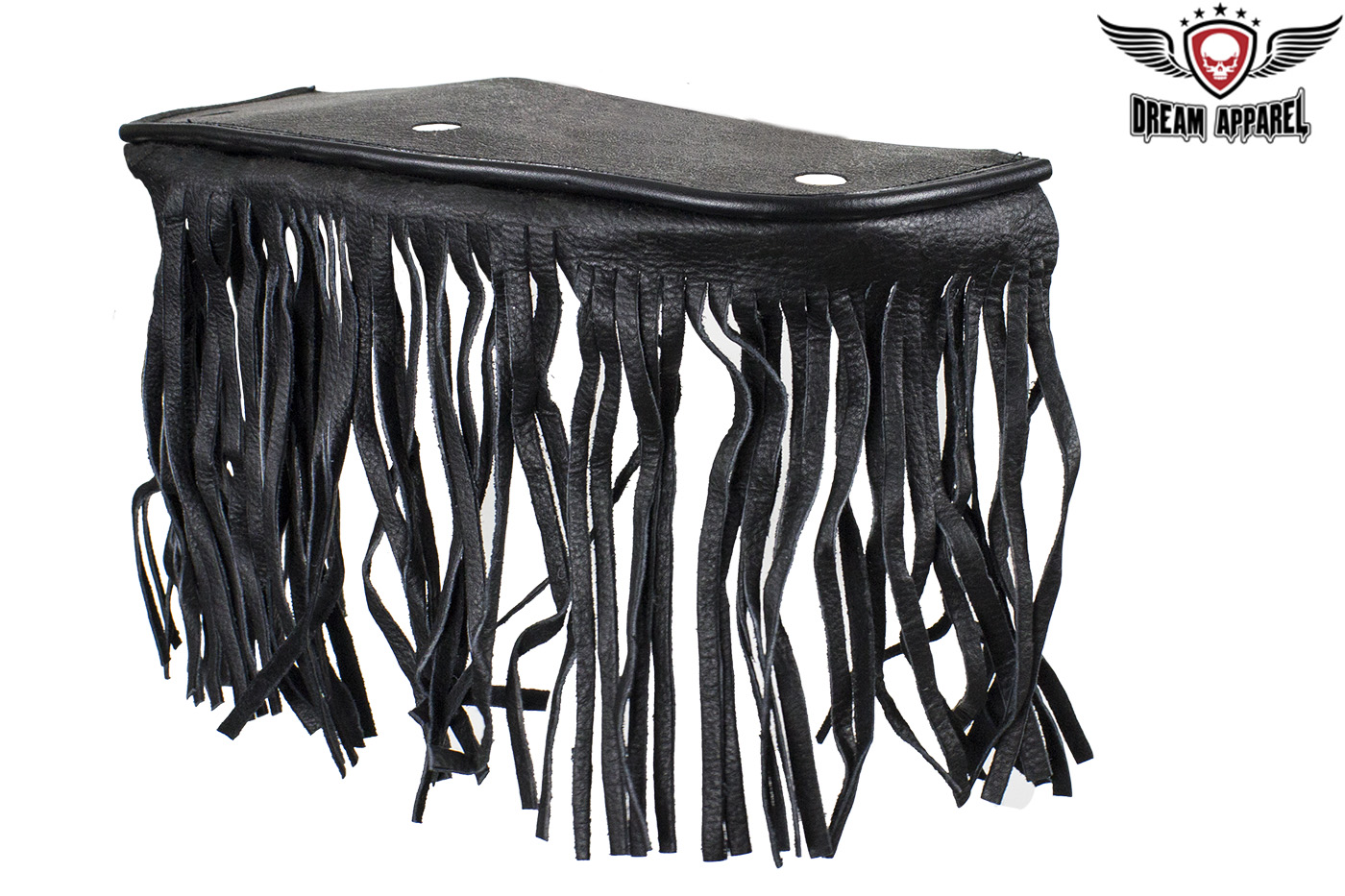 Black Leather Motorcycle Floor Boards with 7 Inch Fringe 8x4 Inch - Image 3