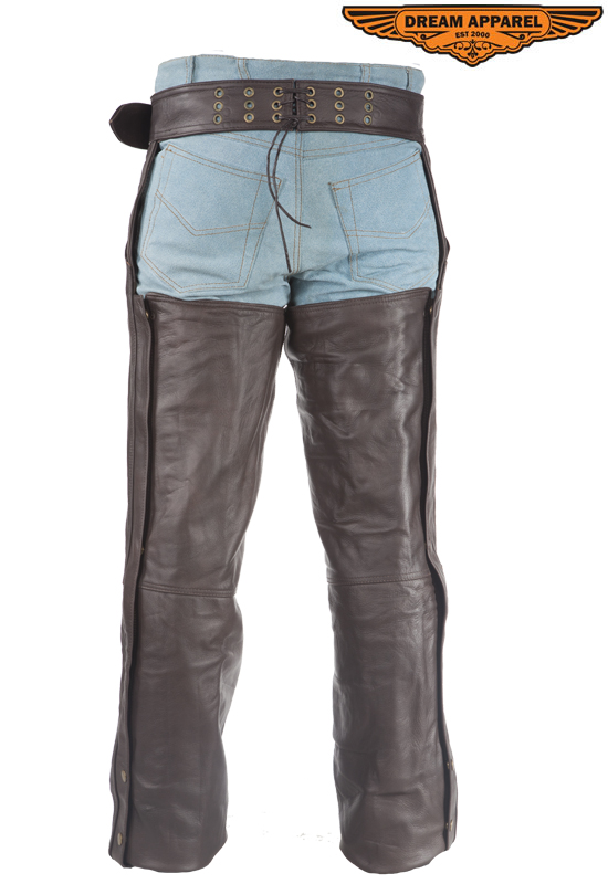 Women Brown Leather Riding Chaps Top Grade Cowhide Soft Touch Size Adjustable - Image 3