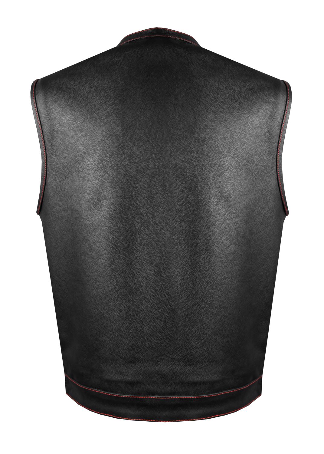 Men's Heavy Duty Club Vest Premium Cowhide Leather USA Flag Lining Red Thread - Image 3