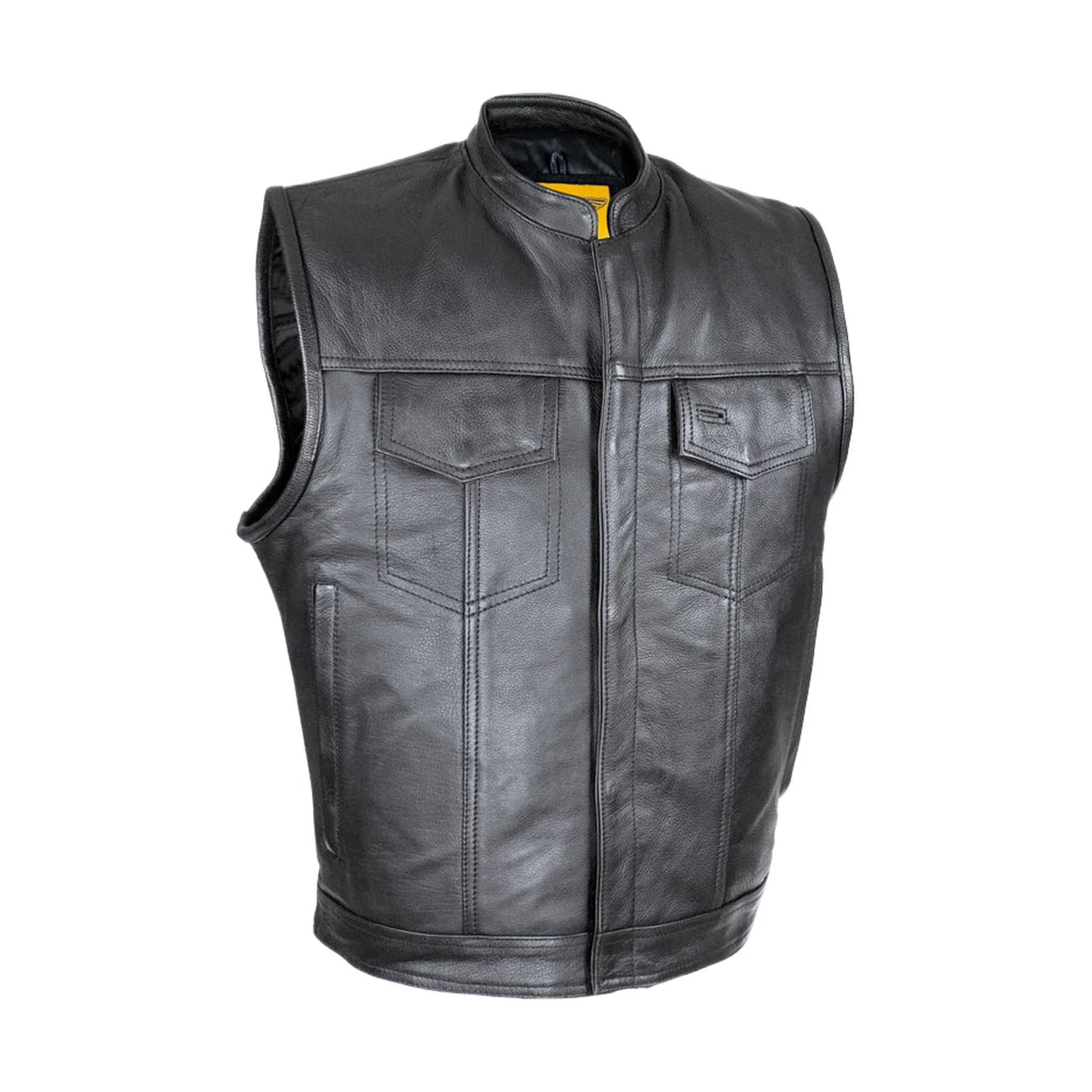 Cowhide Leather Motorcycle Club Vest - Defender Vest - Conceal Carry Pockets - Image 3
