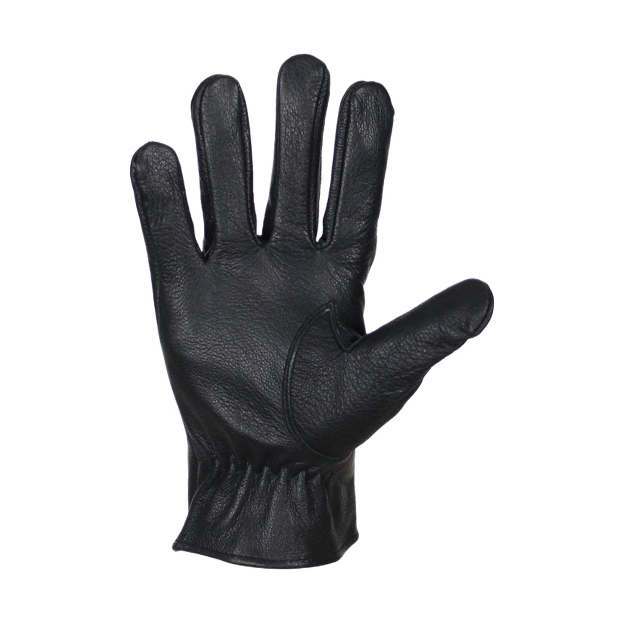 Deer Skin Leather Gloves W/ Zipper - Black - Image 3
