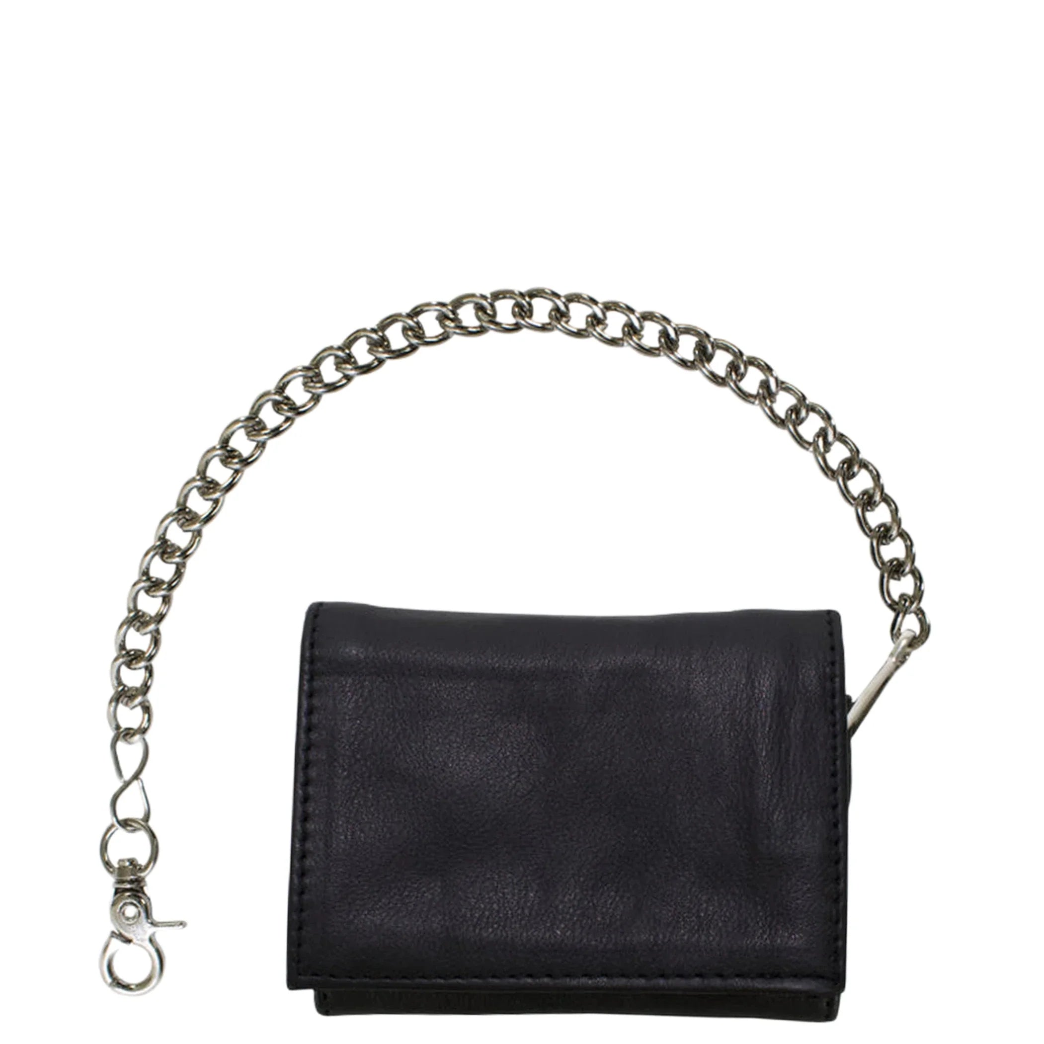 Dream Apparel Black Multi-Pocket Naked Cowhide Leather Tri-Fold Wallet and Chain - Image 3