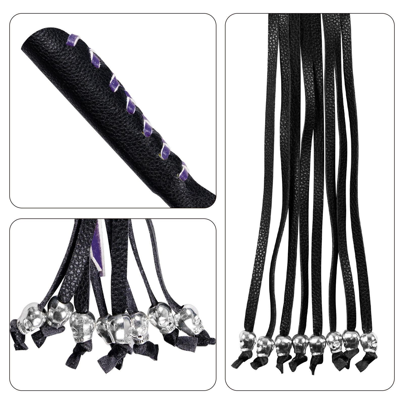 Motorcycle Brake Clutch Lever Covers Dream Apparel Black Purple Skull Fringe - Image 3