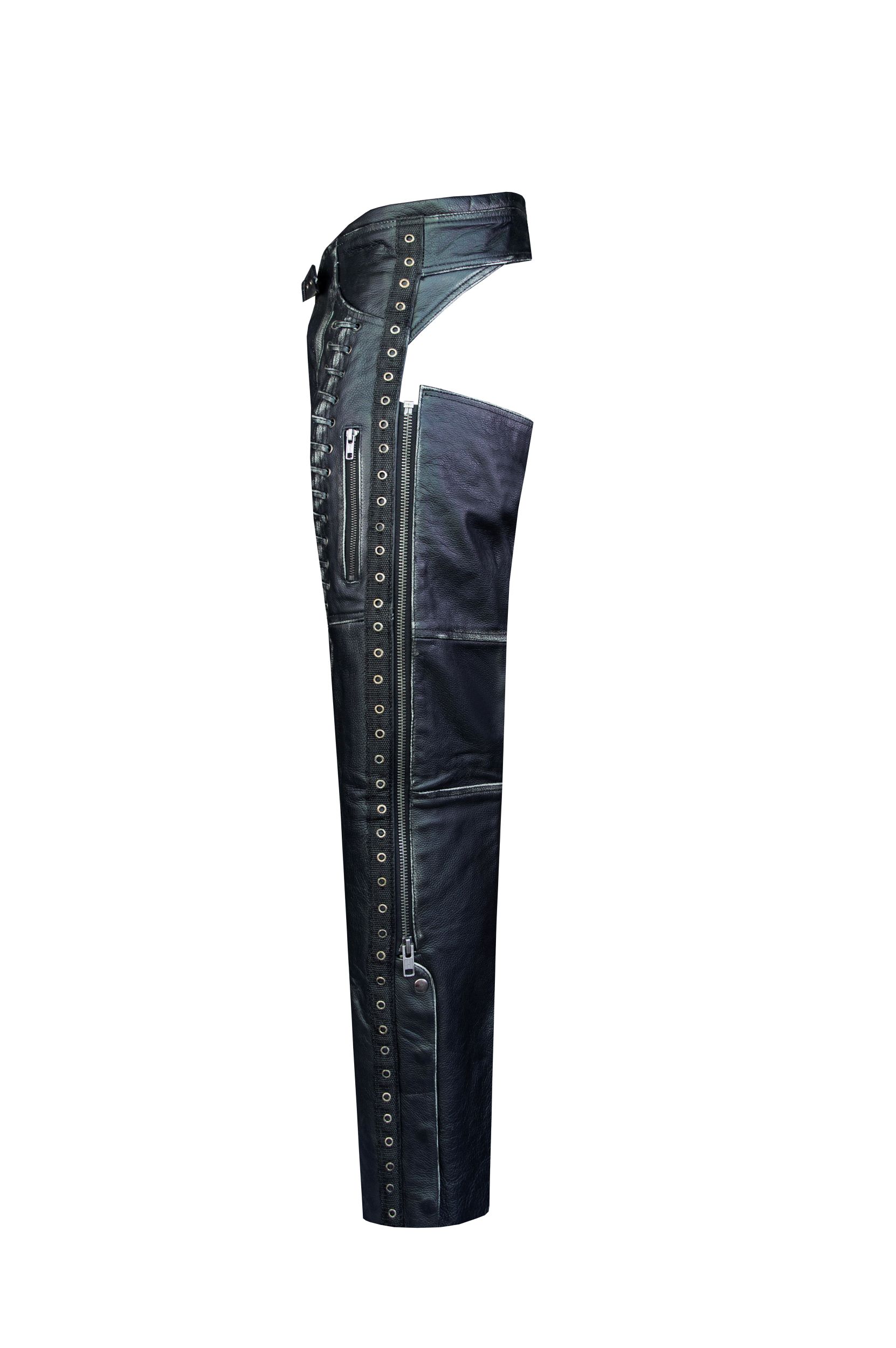 Leather Cowboy Chaps Dream Apparel Rub Off Naked Cowhide Black - Image 3