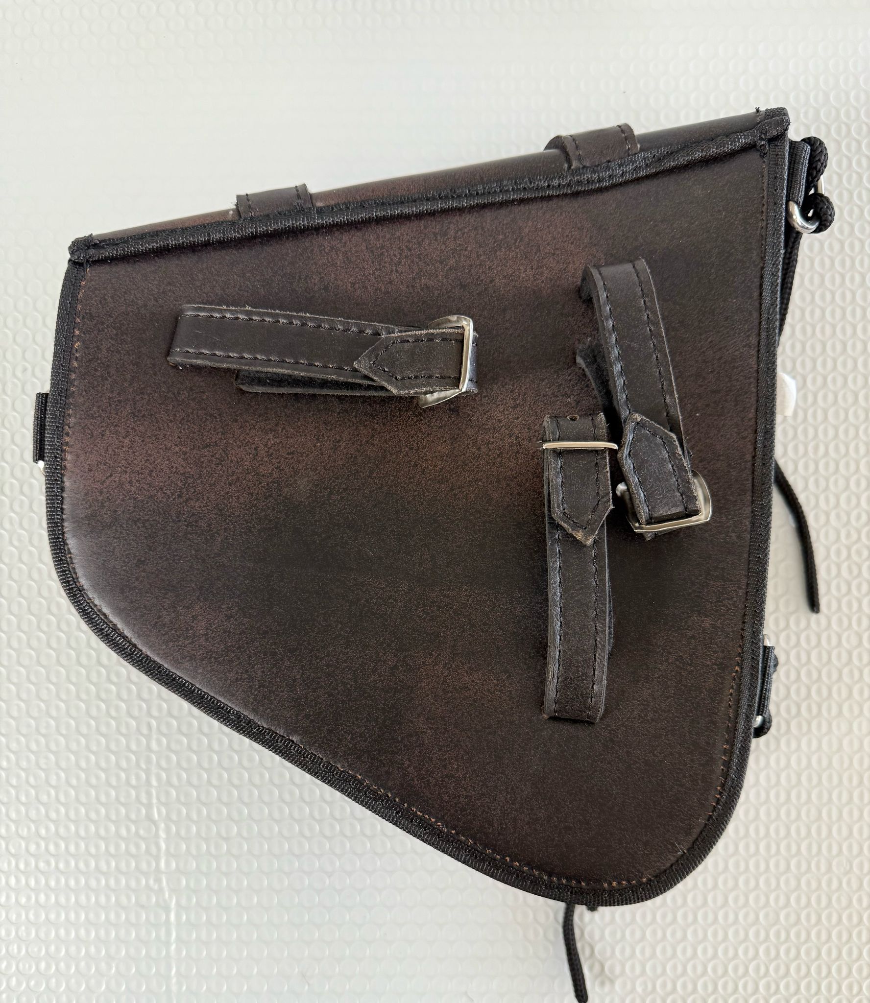 Left Side Solo Swing Arm Bag Distressed Brown Leather Softail Sportster Chopper - Image 3