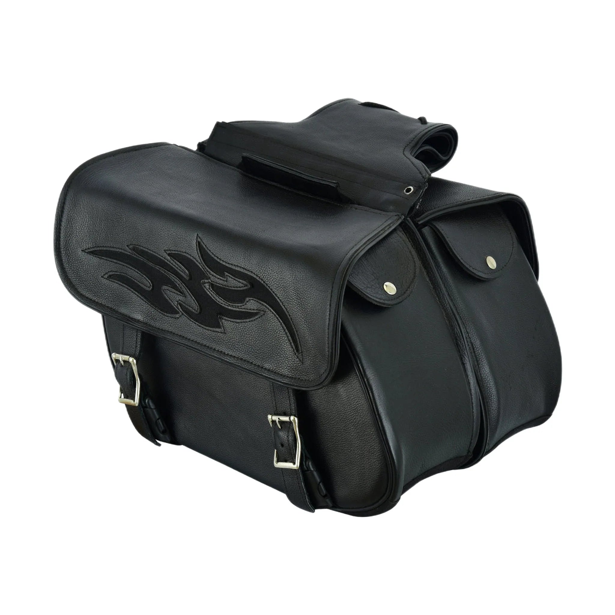 Genuine Naked Leather Concealed Carry Saddlebag with Flame - Image 3
