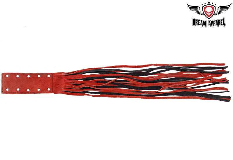 Leather Fringe Motorcycle Brake Clutch Cover Orange Black Genuine Leather - Image 3