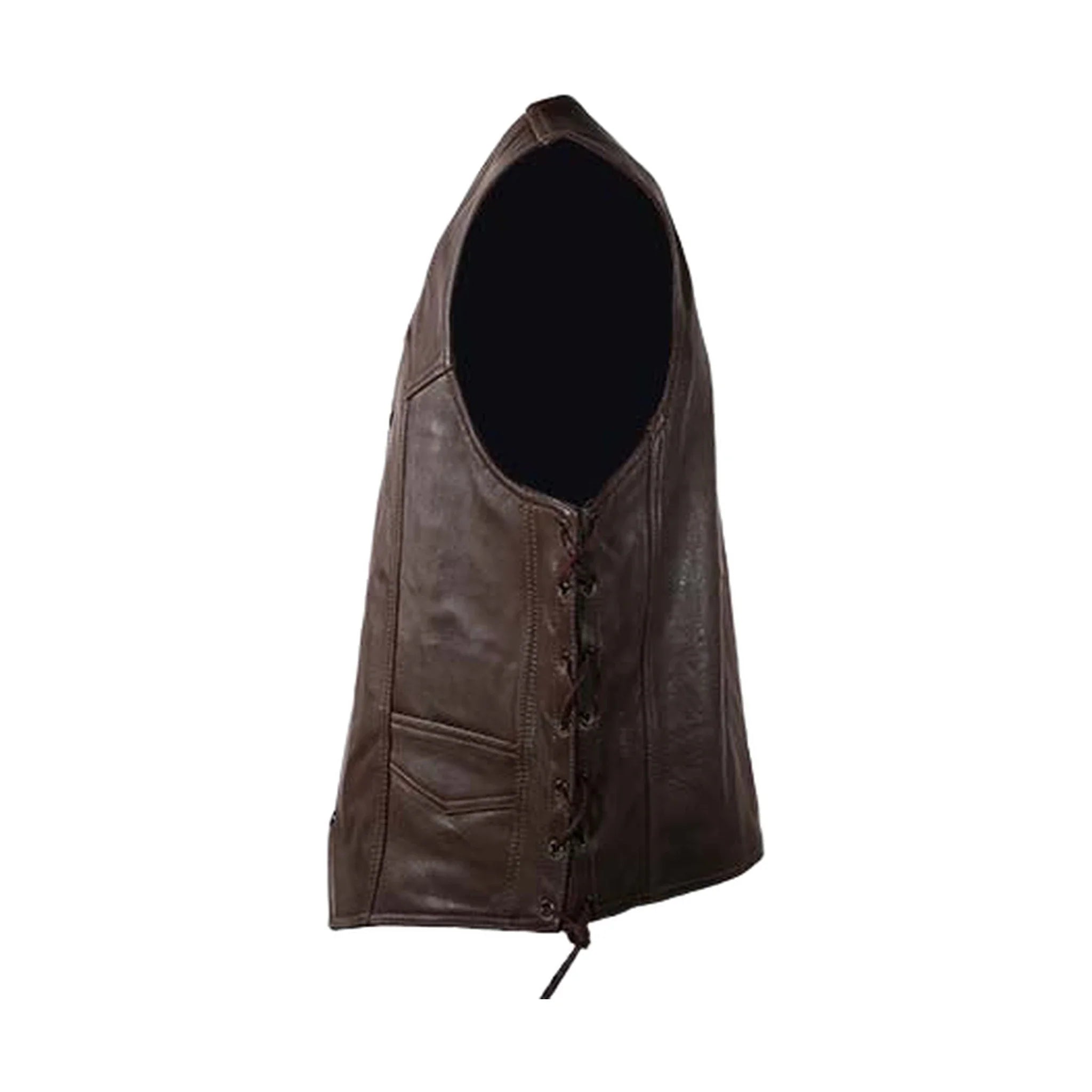 Mens Brown Leather Vest - Image 3