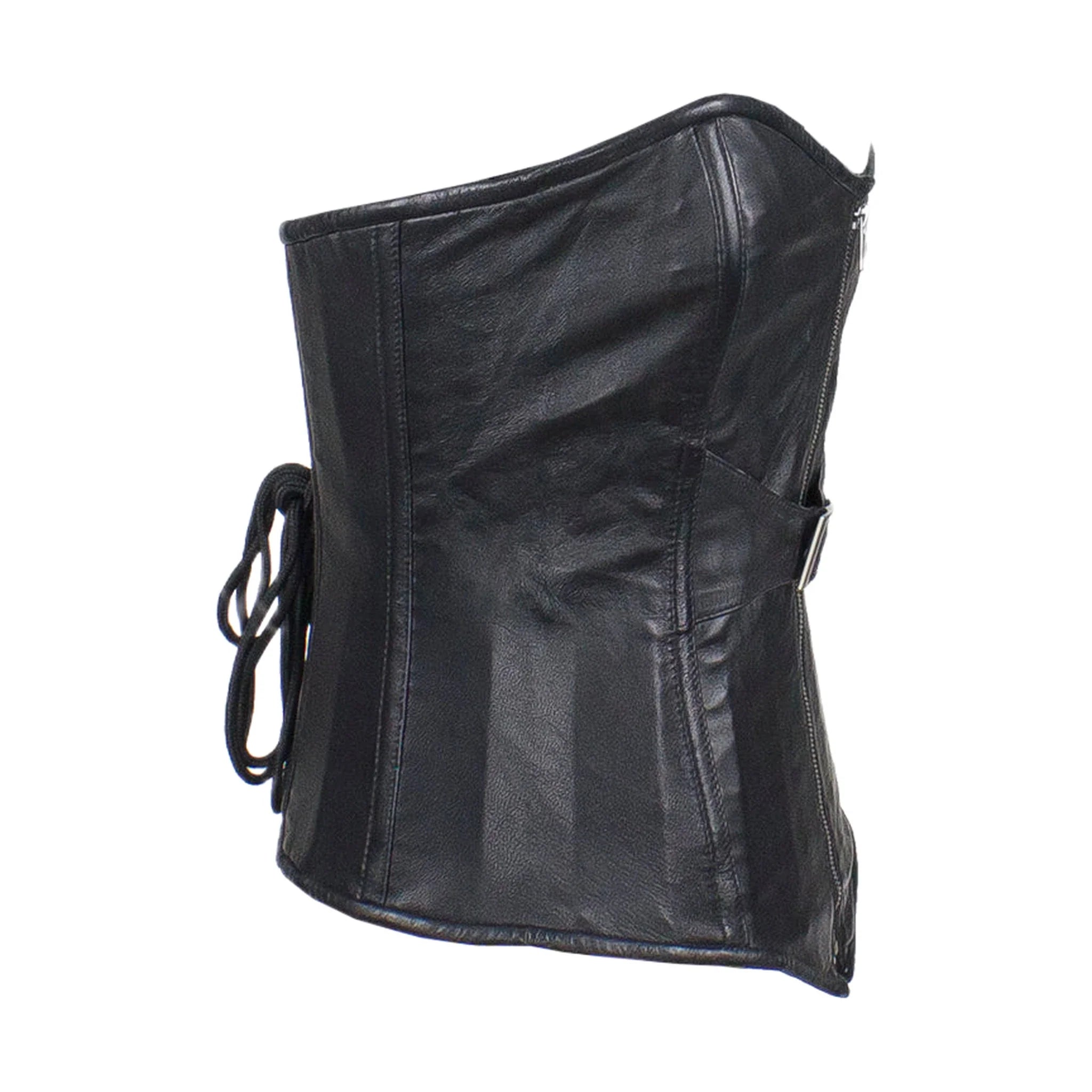 Women's Black Lambskin Leather Corset - Image 3