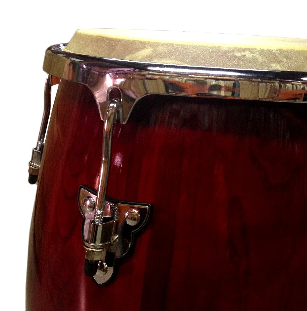 12" inch Conga Hand Drum and Stand Musical Percussion Red Wine Gloss Finish - Image 3